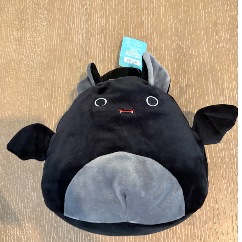 Squishmallows Emily the Bat Plush Zip Top Bag Black Gray Halloween NWT